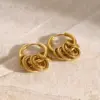 Wholesale PVD Coated Real Gold Plated Round 304 Stainless Steel Simple Style Classic Style Waterproof Non Tarnish Earrings