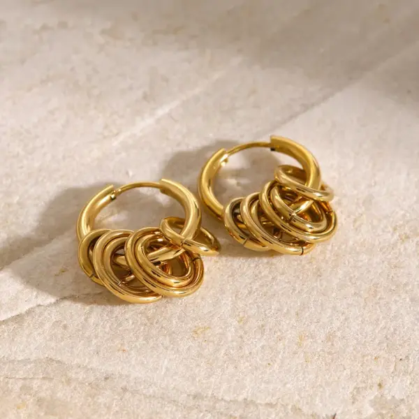 Wholesale PVD Coated Real Gold Plated Round 304 Stainless Steel Simple Style Classic Style Waterproof Non Tarnish Earrings