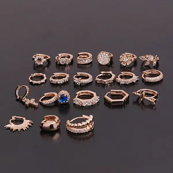 Fashion Flower Inlaid Zircon Copper Copper Earrings