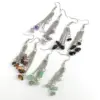 Wholesale 1 Pair Simple Style Irregular Patchwork Natural Stone Metal Drop Earrings