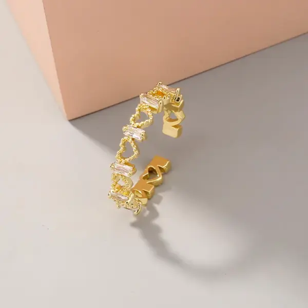 Wholesale Copper Leaf Crown Butterfly Zircon Open Rings