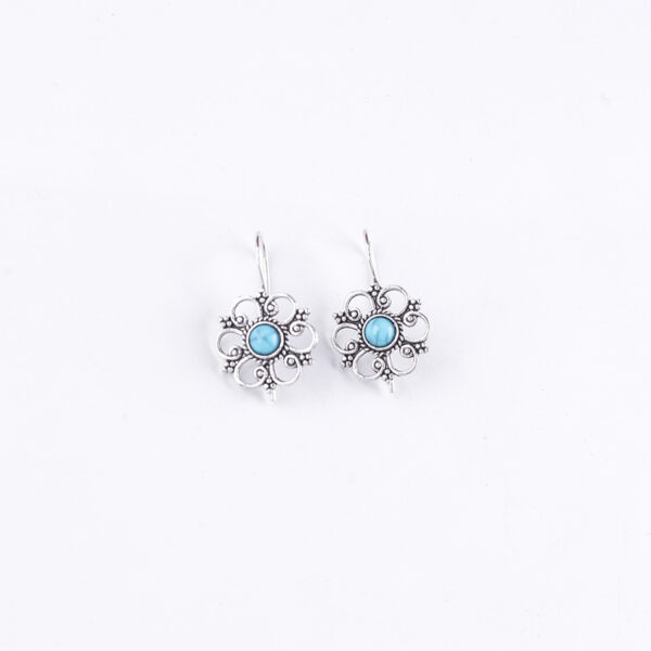 Wholesale Hollow petal inlaid turquoise drop earrings