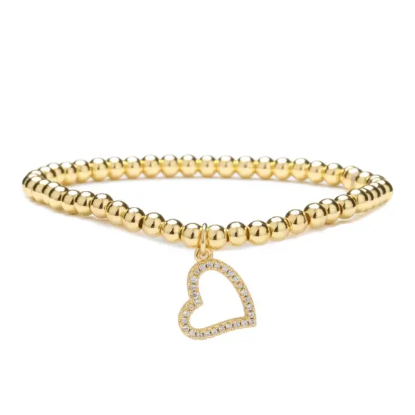 Wholesale 1 Piece Artistic Cross Heart Shape Copper Inlay Zircon Bracelets