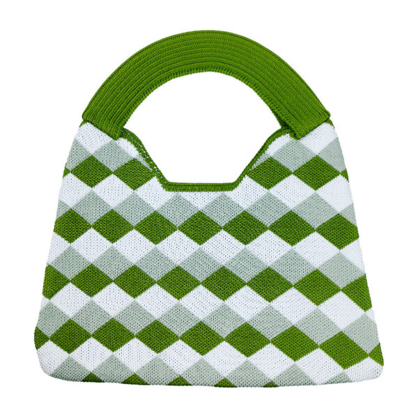 Wholesale Niche Pure Color Quilted Woven Bag White with Waffle Texture Knitted Bag Checkerboard Shoulder Bag Handbag Bag for Women