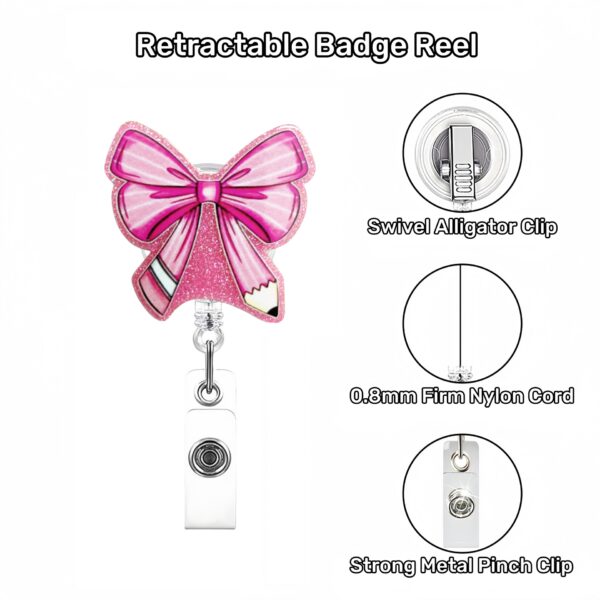 Wholesale New Flash Point Acrylic Creative Bow Doctor Nurse Student ID Easy Pull Buckle Telescopic Badge Clip