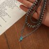 oly-793323f693fdd3fb7b1157d7c5288d4c Wholesale western style brushed b round bead necklace vintage carved turquoise pendant multi-layer necklace jewelry