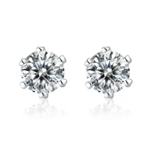 Ed001 Classic Six-Claw 1 Karat Stud Earrings