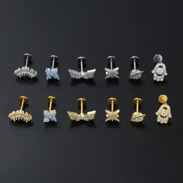 Wholesale Simple Style Solid Color Copper 18k Gold Plated White Gold Plated Zircon Ear Studs In Bulk
