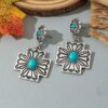 Wholesale Cross-border European and American AliExpress new retro western wind turquoise oval earrings personality exaggerated earrings