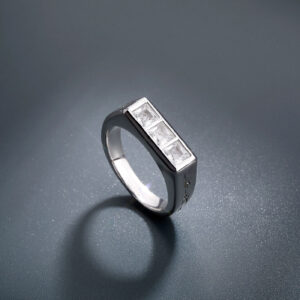 Wholesale European and American Ins Fashion Simple Ring Decorated with Copper Inlaid with Zircon Stylish High-End Texture Men's Sugar Cube Diamond Ring