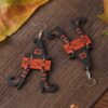 Wholesale Cross-border New Halloween Gothic Wind Witch Hat Boots BOO Triple Stitching Pendant Wooden Double-sided Earrings