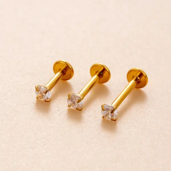 1 Piece 316L Stainless Steel Zircon Ear Cartilage Rings & Studs Round Waterproof Non Tarnish Surgical Steel Women's