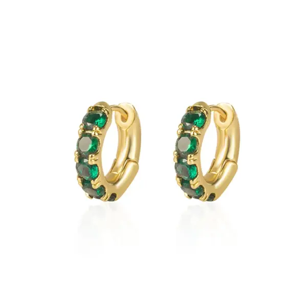 Wholesale Fashion Diamond Emerald Geometric Copper 14k Gold Earrings Female