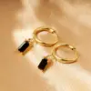 Wholesale Real Gold Plated Geometric 316L Stainless Steel Retro Waterproof Non Tarnish Surgical Steel Dangling Earrings