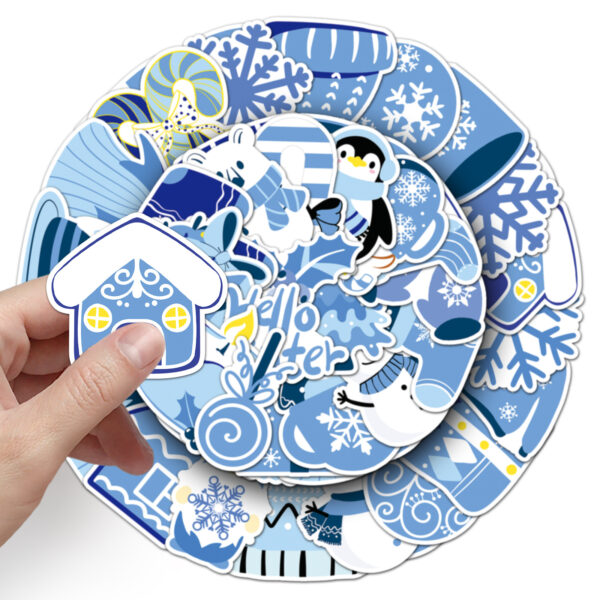 Wholesale 50pcs/pack blue winter cartoon Christmasstickers