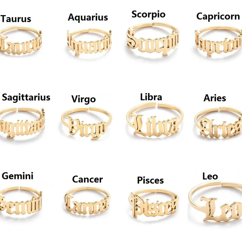 Wholesale Jewelry Retro Letter 201 Stainless Steel 18K Gold Plated Plating Open Ring