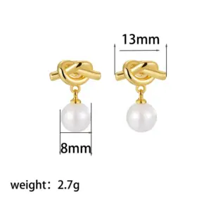 【XKE0360】Chain Pearl Earrings / Gold