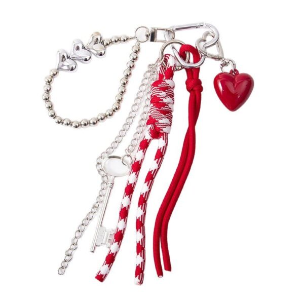 Wholesale Red love diy bow braided rope bag pendant