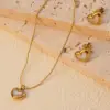 304 Stainless Steel Plastic Heart Shape Ion Plating (IP) Shell 18K Gold Plated Simple Style Classic Style Waterproof Non Tarnish Inlay O-shaped Chain Gold Earrings Necklace Jewelry Set