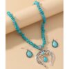 oly-7955b0d623db0612c19add7d2f1ce79d Wholesale Cross-Border European and American New Retro Water Drop Necklace Turquoise Earrings Western Style Exaggerated Turquoise Necklace Manufacturer