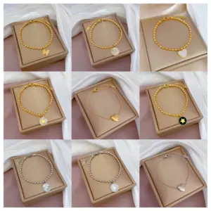 Wholesale Fashion Constellation Heart Shape Flower Titanium Steel Inlaid Gold Zircon Bracelets 1 Piece