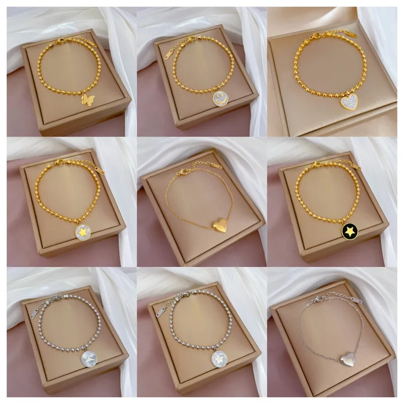 Wholesale Fashion Constellation Heart Shape Flower Titanium Steel Inlaid Gold Zircon Bracelets 1 Piece