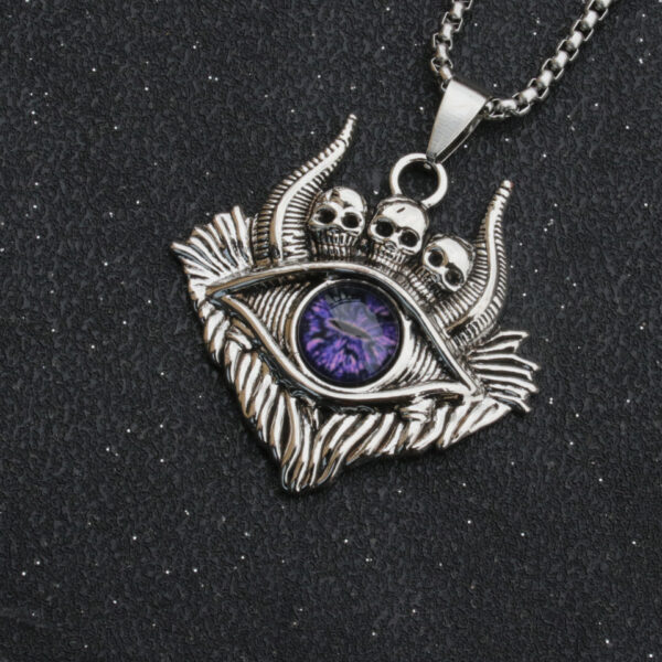 oly-795e5730554f07e12a20ee8880b8bc7d Wholesale European and American Cross-border Retro Punk Style Turkey Devil's Eye Alloy Pendant Stainless Steel Chain Necklace