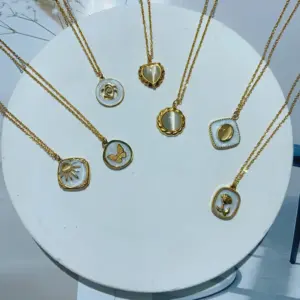 Wholesale Jewelry Elegant Basic Red Heart Rose 304 Stainless Steel 18K Gold Plated Casting Pendant Necklace Cable Chain