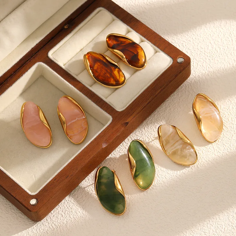 Wholesale Ion Plating (IP) Real Gold Plated 18K Gold Geometric 304 Stainless Steel IG Style Waterproof Non Tarnish Earrings