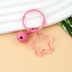 Pink transparent five-pointed star 3cm circlip 14mm bell