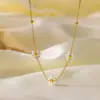 304 Stainless Steel Plastic Flower Ion Plating (IP) Plastic 18K Gold Plated Sweet Waterproof Non Tarnish Inlay Regular Chain Multicolor-Golden Yellow Pendant Necklace