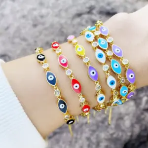 Wholesale Boho Style Evil Eye Bracelet Color Dripping Eye Copper Bracelet Female Wholesale
