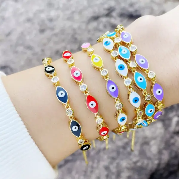 Wholesale Boho Style Evil Eye Bracelet Color Dripping Eye Copper Bracelet Female Wholesale