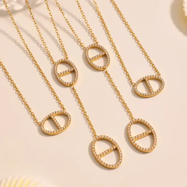 Wholesale Stainless Steel Zirconia Nose Ring Necklace Bracelet Earrings Jewelry Set Elegant Luxury Party Jewelry For Women