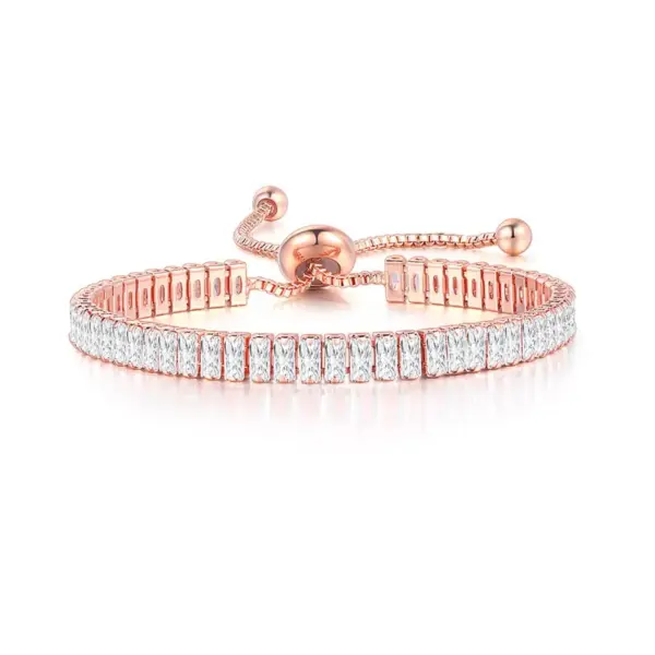 Wholesale Glam Rectangle Copper Plating Zircon Bracelets