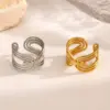 Wholesale Ion Plating (IP) 18K Gold Plated Geometric 304 Stainless Steel Vintage Style Simple Style Waterproof Non Tarnish Open Rings