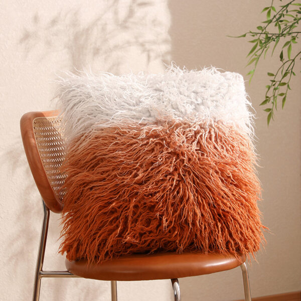 oly-7972713190bf898076e5260b7cc0566b Wholesale Warm orange and brown plaid gradient wool pillow cushion cover