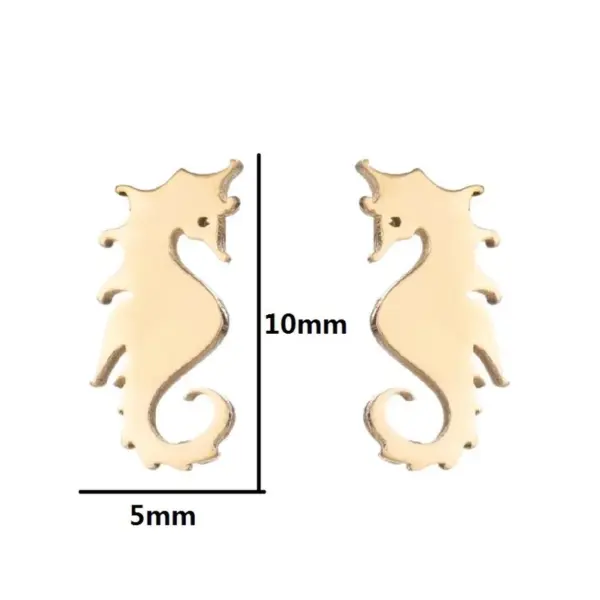 Wholesale PVD Coated 18K Gold Real Gold Plated Hippocampus 304 Stainless Steel Fashion Waterproof Non Tarnish Ear Studs
