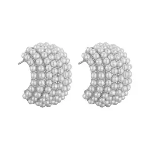 White Gold Color Wide Surface 1 Pair