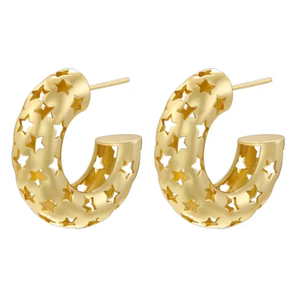 Wholesale 1 Pair Exaggerated Luxurious Shiny C Shape Star Side Stripe Plating Inlay Copper Zircon 18k Gold Plated Ear Studs