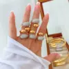 Wholesale Jewelry IG Style Water Droplets Copper Zircon 18K Gold Plated Mixed Metal Plating Inlay Rings Bracelets