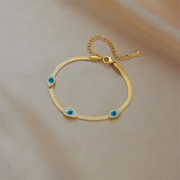 Wholesale Retro Eye 304 Stainless Steel 18K Gold Plated Stainless Steel Bracelets In Bulk