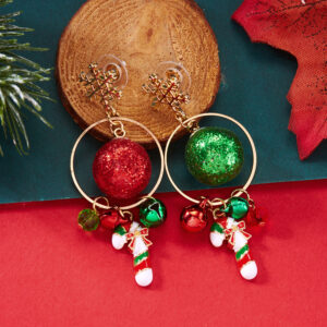Glitter Ball Cane Bell Earrings