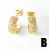 1 Pair Simple Style Commute Heart Shape Inlay Copper Zircon 18K Gold Plated Ear Studs