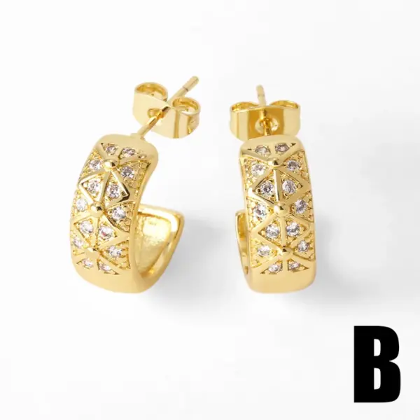 1 Pair Simple Style Commute Heart Shape Inlay Copper Zircon 18K Gold Plated Ear Studs