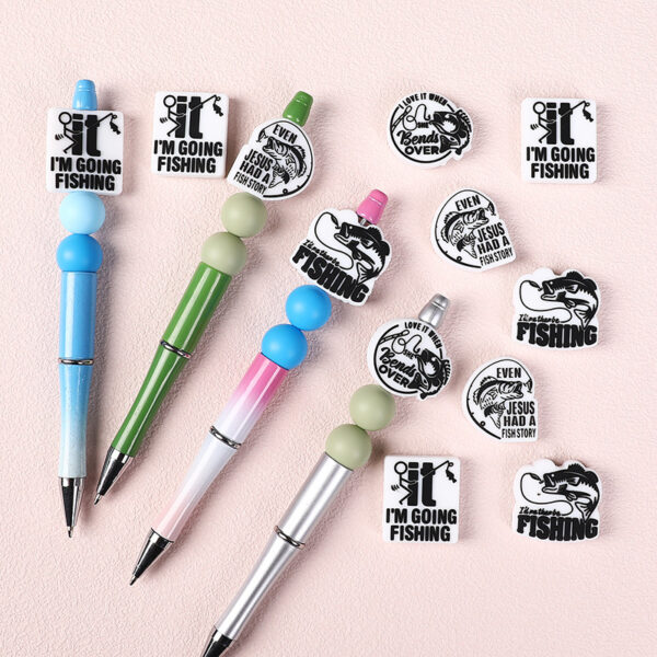 Wholesale Cross-Border Personalized Jewelry Silicone Beads Creative Bracelet Pen Tip Decoration Focus Beads English Letters Glue Beads