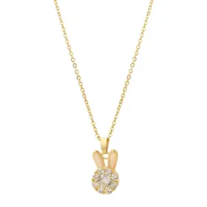 X1423 Gold Rabbit Rotating Necklace