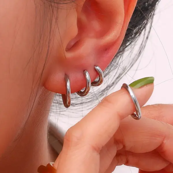 304 Stainless Steel Round PVD Coated Stone-Free 18K Gold Plated Real Gold Plated 18K Gold Classic Style Waterproof Non Tarnish Plating Earrings