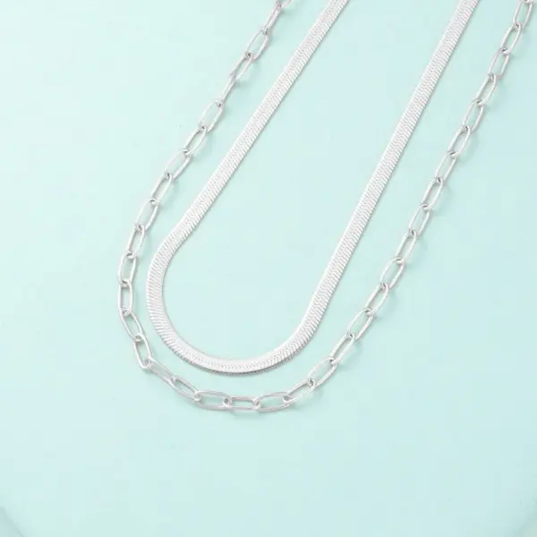 Wholesale PVD Coated 18K Gold Real Gold Plated Solid Color 304 Stainless Steel Hip-Hop Rock Waterproof Non Tarnish 304 Stainless Steel Necklace