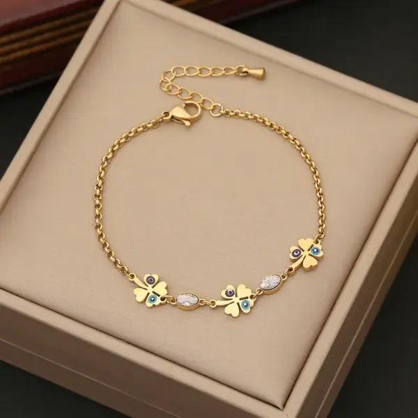 PVD Coated 18K Gold Real Gold Plated Devil'S Eye Stainless Steel Luxurious Waterproof Non Tarnish 304 Stainless Steel Bracelets